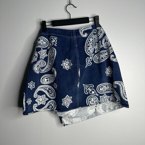 Vintage State of the Art Women's Blue and White Paisley Print Wrap Skirt Size 13 - Picture 7 of 7